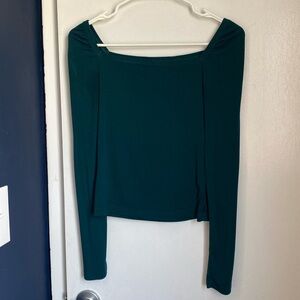 Banana Republic dark teal square neck long sleeve top